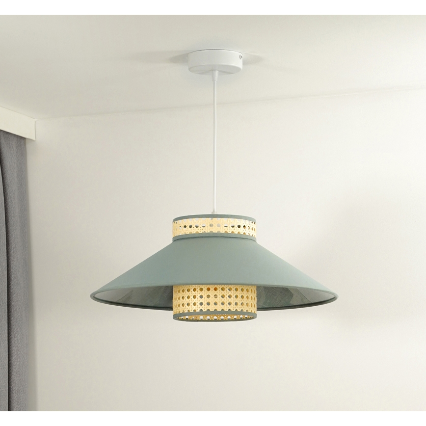 Duolla - Пендел RIO RATTAN 1xE27/15W/230V Ø 45 см зелен/ратан
