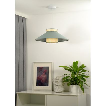 Duolla - Пендел RIO RATTAN 1xE27/15W/230V Ø 45 см зелен/ратан