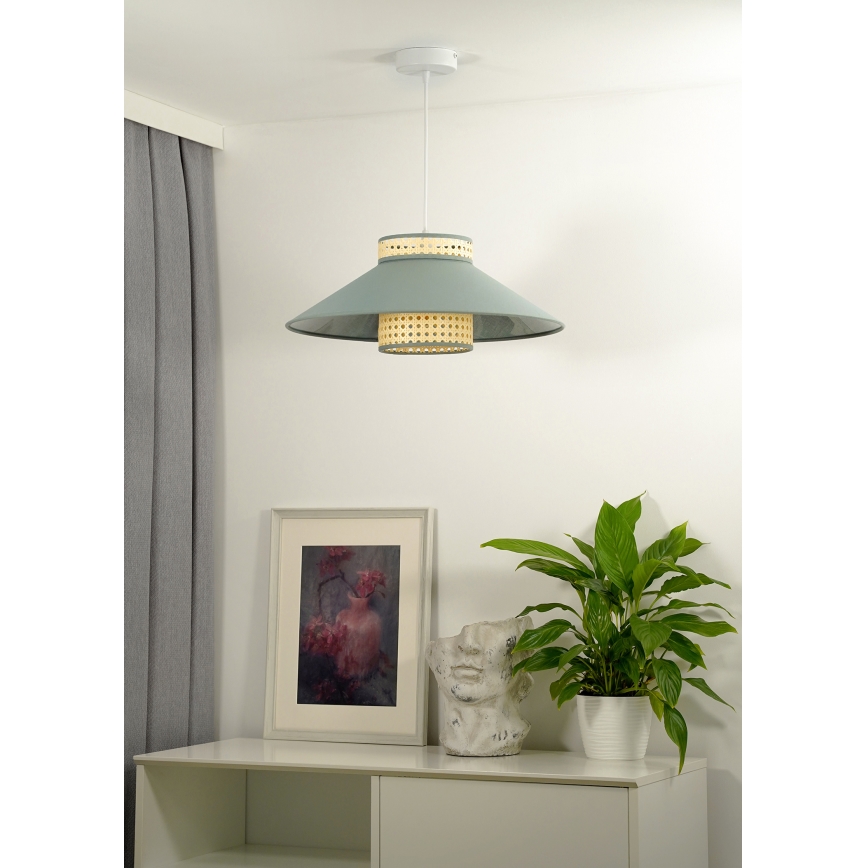 Duolla - Пендел RIO RATTAN 1xE27/15W/230V Ø 45 см зелен/ратан