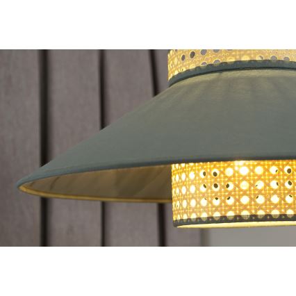 Duolla - Пендел RIO RATTAN 1xE27/15W/230V Ø 45 см зелен/ратан
