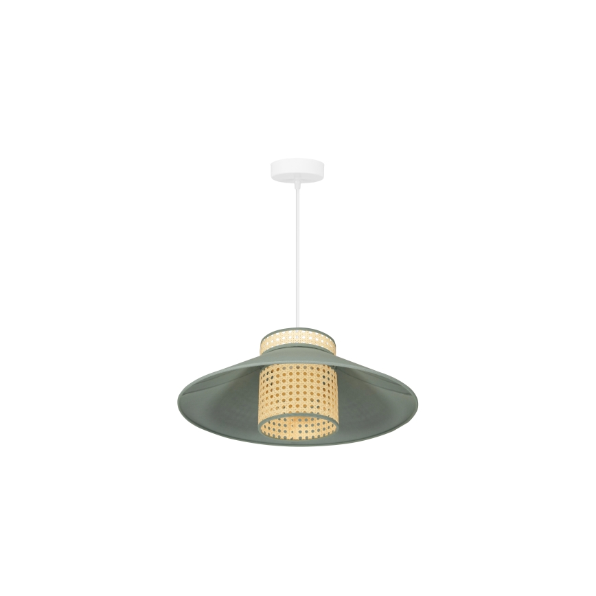 Duolla - Пендел RIO RATTAN 1xE27/15W/230V Ø 45 см зелен/ратан