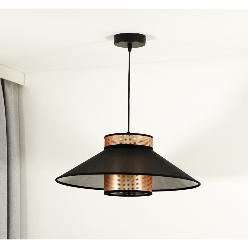 Duolla - Пендел RIO SHINY 1xE27/15W/230V Ø 45 см черен/меден