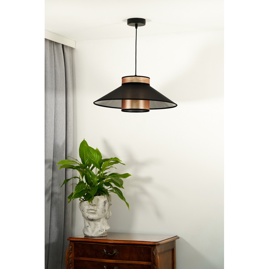 Duolla - Пендел RIO SHINY 1xE27/15W/230V Ø 45 см черен/меден