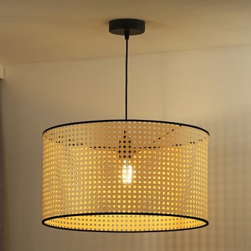 Duolla - Пендел ROLLER 1xE27/15W/230V Ø 45 см ратан/черен