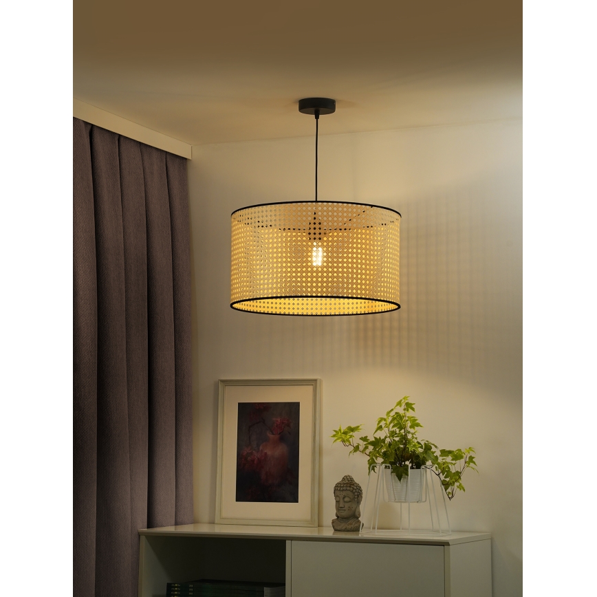Duolla - Пендел ROLLER 1xE27/15W/230V Ø 45 см ратан/черен