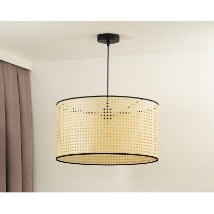 Duolla - Пендел ROLLER 1xE27/15W/230V Ø 45 см ратан/черен