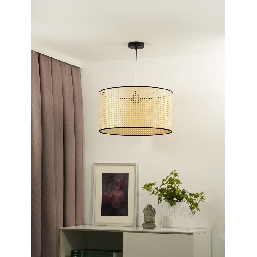 Duolla - Пендел ROLLER 1xE27/15W/230V Ø 45 см ратан/черен