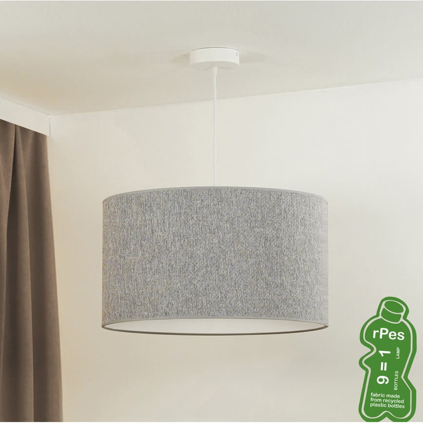 Duolla - Пендел ROLLER ECO RECYCLING 1xE27/15W/230V Ø 45 см сив