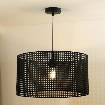 Duolla - Пендел ROLLER RATTAN 1xE27/15W/230V Ø 45 см черен