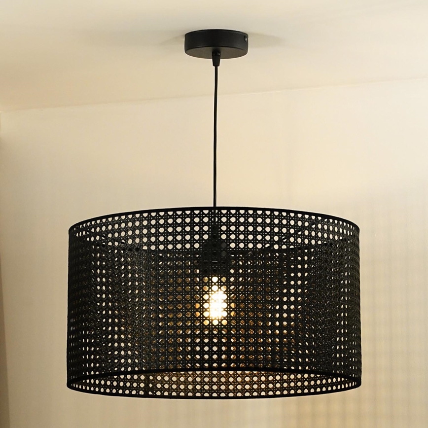 Duolla - Пендел ROLLER RATTAN 1xE27/15W/230V Ø 45 см черен