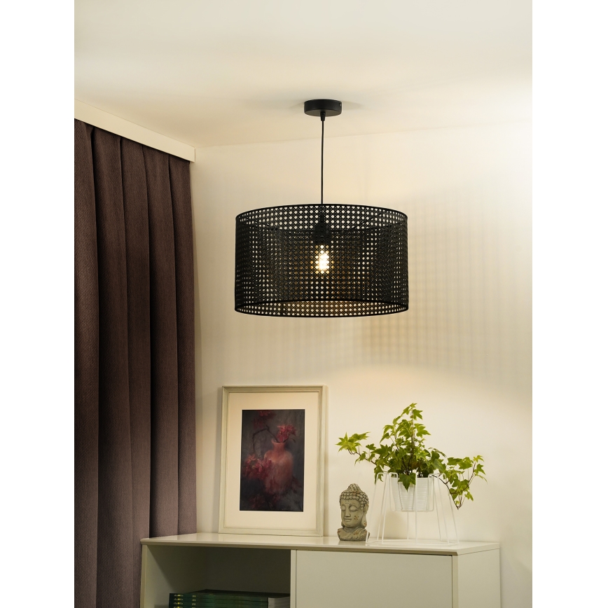 Duolla - Пендел ROLLER RATTAN 1xE27/15W/230V Ø 45 см черен