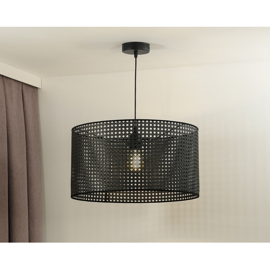 Duolla - Пендел ROLLER RATTAN 1xE27/15W/230V Ø 45 см черен