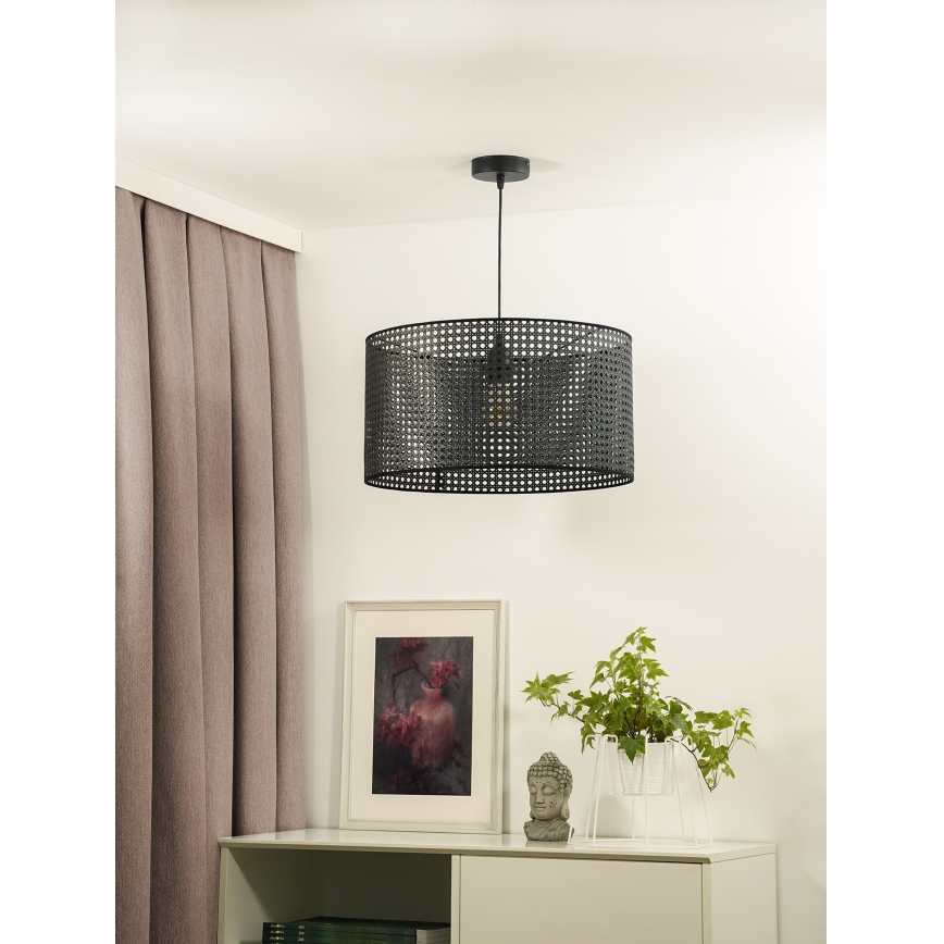 Duolla - Пендел ROLLER RATTAN 1xE27/15W/230V Ø 45 см черен