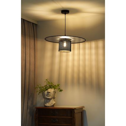 Duolla - Пендел TOKYO RATTAN 1xE27/15W/230V Ø 50 см черен/сребрист