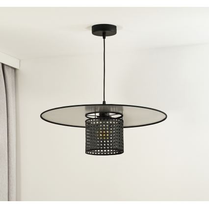 Duolla - Пендел TOKYO RATTAN 1xE27/15W/230V Ø 50 см черен/сребрист