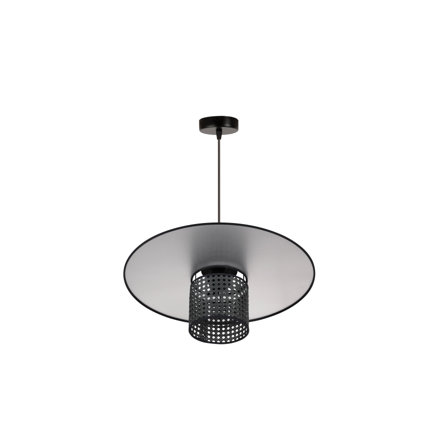 Duolla - Пендел TOKYO RATTAN 1xE27/15W/230V Ø 50 см черен/сребрист