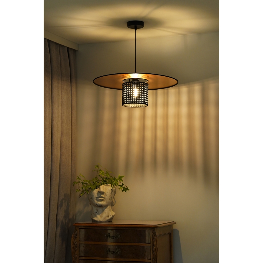 Duolla - Пендел TOKYO RATTAN 1xE27/15W/230V Ø 50 см златист/черен