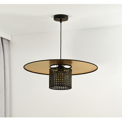 Duolla - Пендел TOKYO RATTAN 1xE27/15W/230V Ø 50 см златист/черен