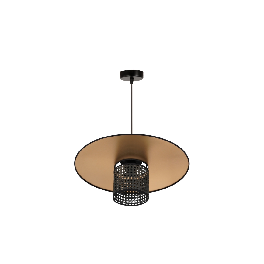 Duolla - Пендел TOKYO RATTAN 1xE27/15W/230V Ø 50 см златист/черен