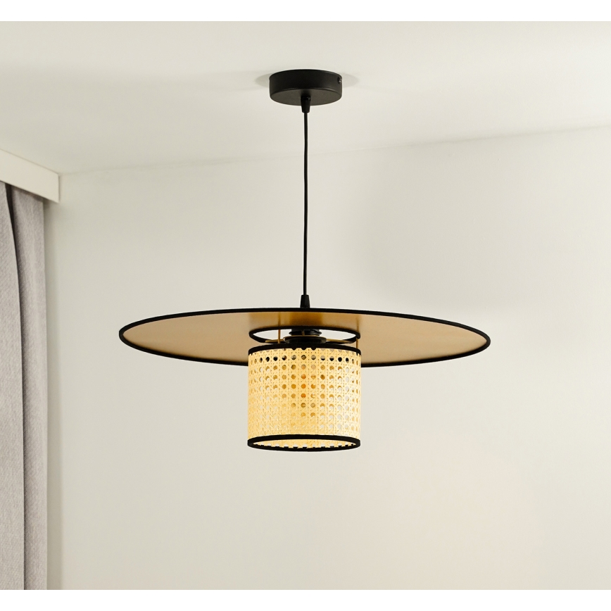 Duolla - Пендел TOKYO RATTAN 1xE27/15W/230V Ø 50 см златист/ратан