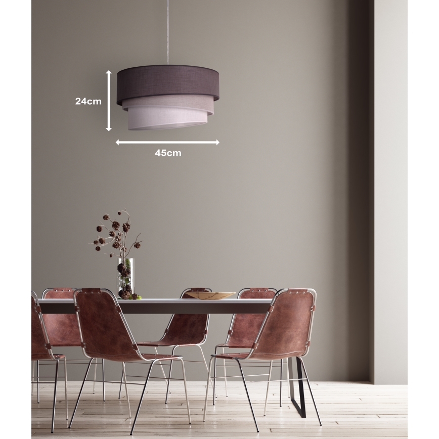 Duolla - Пендел TRIO 1xE27/40W/230V Ø 45 см антрацит/сив/бял