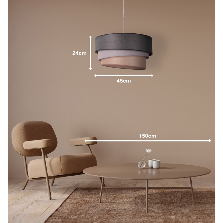 Duolla - Пендел TRIO 1xE27/40W/230V Ø 45 см антрацит/сив/кафяв