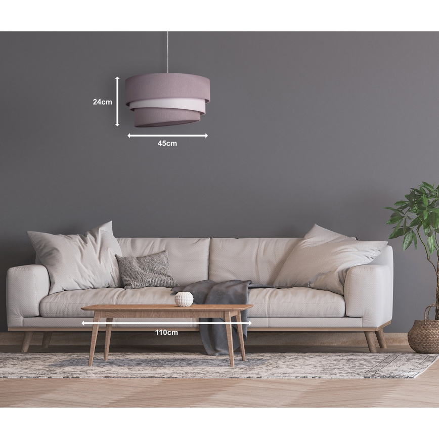 Duolla - Пендел TRIO 1xE27/40W/230V Ø 45 см сив/бял