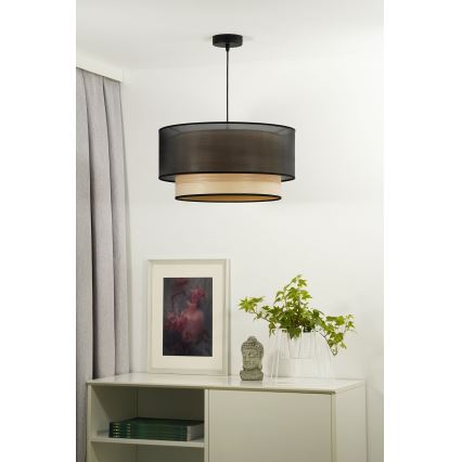Duolla - Пендел WOOD BOHO 1xE27/15W/230V Ø 45 см черен/бежов
