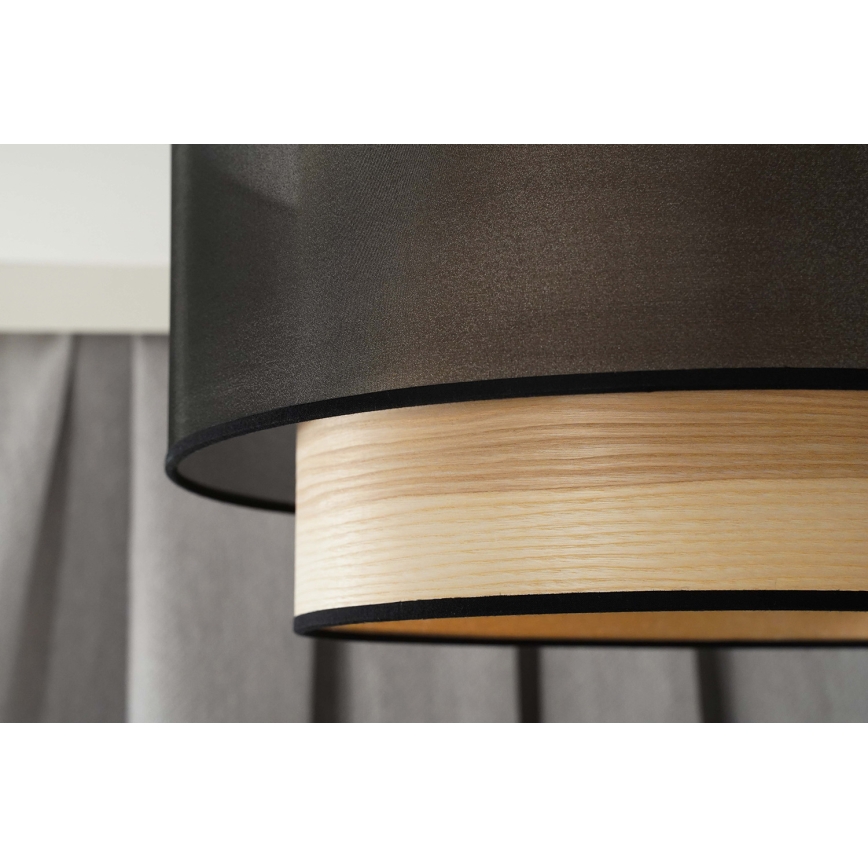 Duolla - Пендел WOOD BOHO 1xE27/15W/230V Ø 45 см черен/бежов