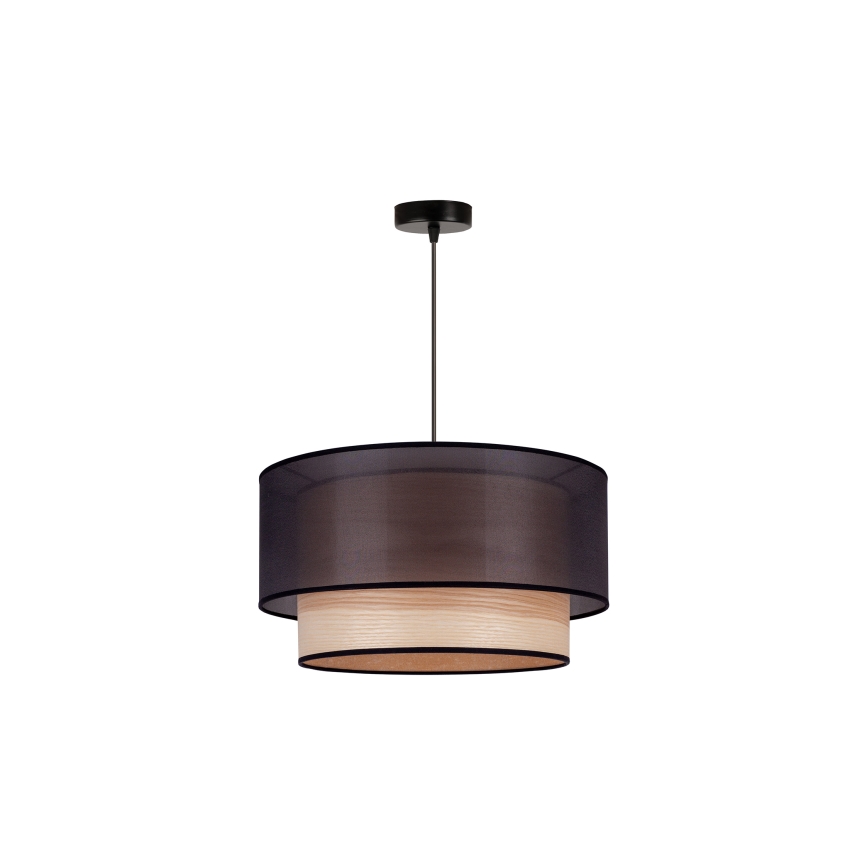 Duolla - Пендел WOOD BOHO 1xE27/15W/230V Ø 45 см черен/бежов