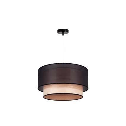 Duolla - Пендел WOOD BOHO 1xE27/15W/230V Ø 45 см черен/бежов
