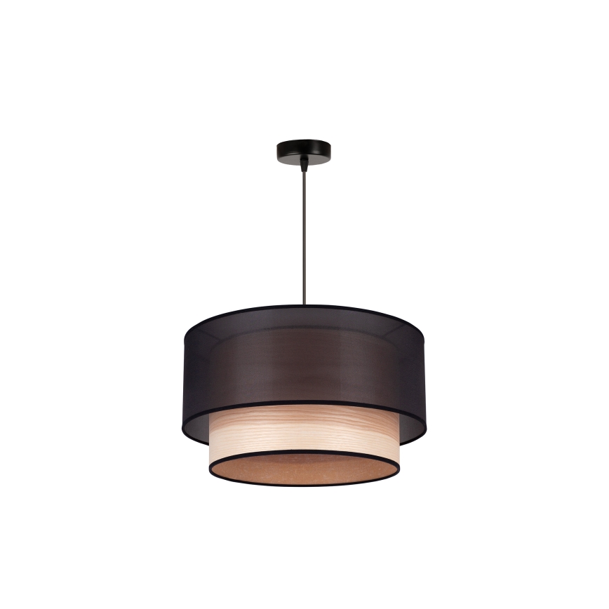 Duolla - Пендел WOOD BOHO 1xE27/15W/230V Ø 45 см черен/бежов