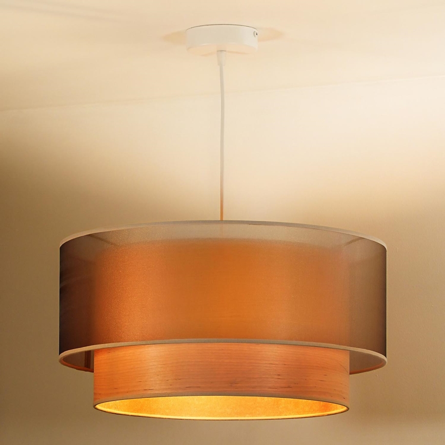 Duolla - Пендел WOOD BOHO 1xE27/15W/230V Ø 45 см меден/бежов