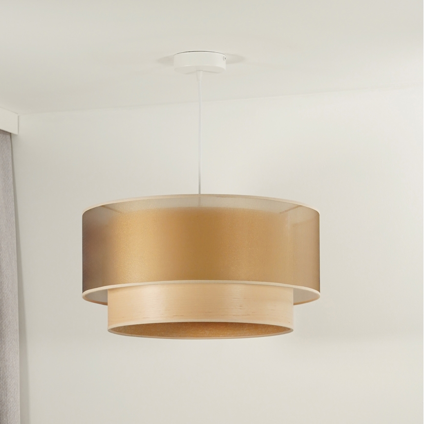 Duolla - Пендел WOOD BOHO 1xE27/15W/230V Ø 45 см меден/бежов