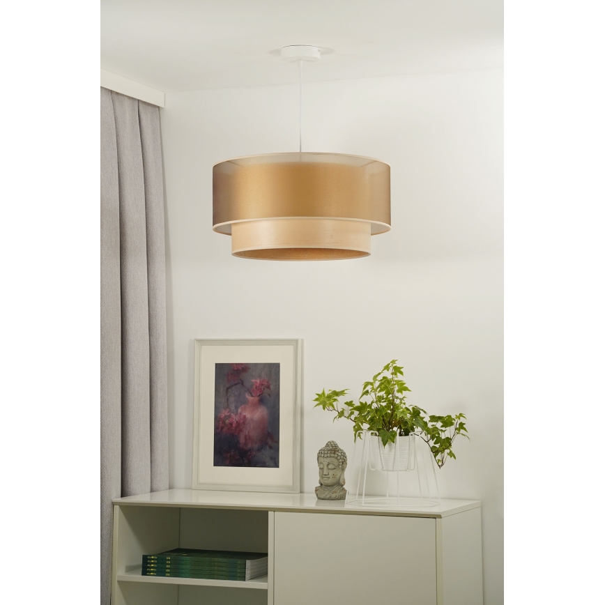 Duolla - Пендел WOOD BOHO 1xE27/15W/230V Ø 45 см меден/бежов