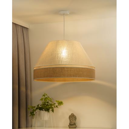 Duolla - Пендел YUTE AVIGNON 1xE27/15W/230V Ø 60 см сив/кафяв