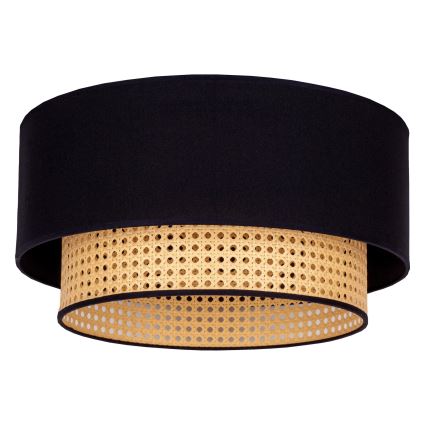 Duolla - Плафон BOHO 1xE27/15W/230V Ø 45 см черен/ратан