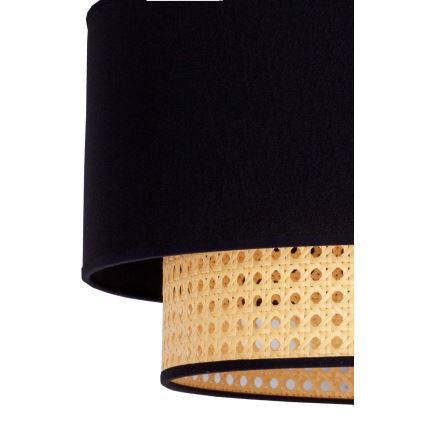 Duolla - Плафон BOHO 1xE27/15W/230V Ø 45 см черен/ратан