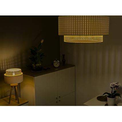 Duolla - Плафон BOHO 3xE27/15W/230V Ø 60 см кремав/ратанов