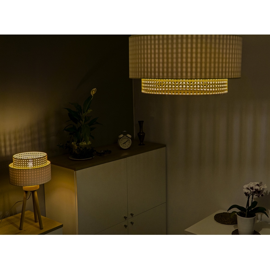 Duolla - Плафон BOHO 3xE27/15W/230V Ø 60 см кремав/ратанов