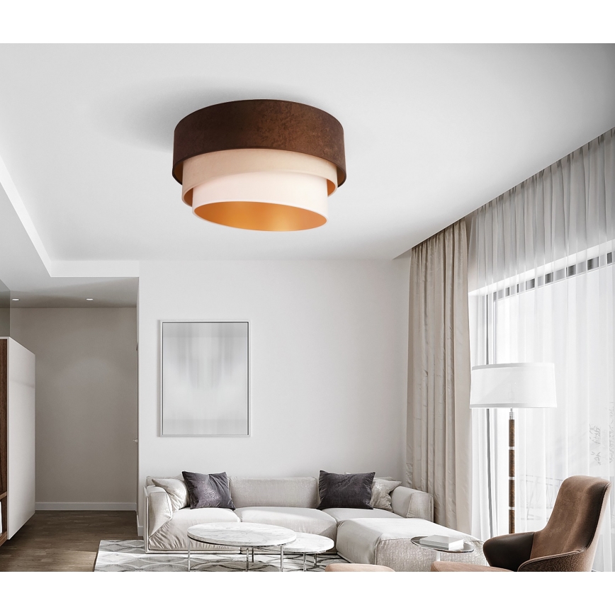 Duolla - Плафон DEVON 1xE27/40W/230V Ø 45 см кафяв/бежов