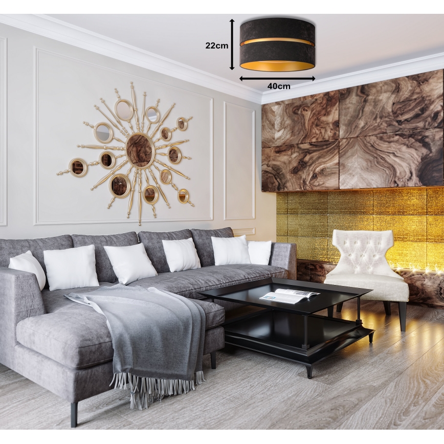 Duolla - Плафон DUO 1xE27/40W/230V Ø 40 см черен/златист