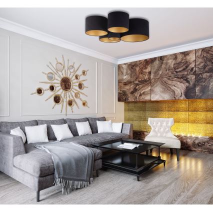 Duolla - Плафон ROLLER PENTO 5xE27/60W/230V черен/златист