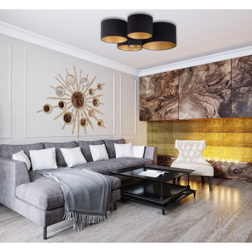 Duolla - Плафон ROLLER PENTO 5xE27/60W/230V черен/златист