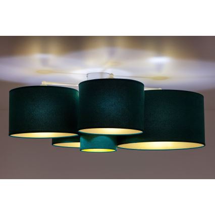 Duolla - Плафон ROLLER PENTO 5xE27/60W/230V зелен/златист