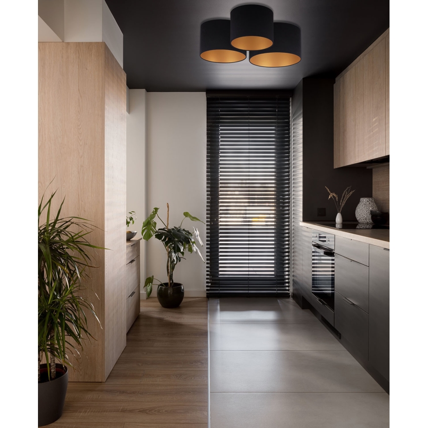 Duolla - Плафон ROLLER TRIO 3xE27/60W/230V черен/златист