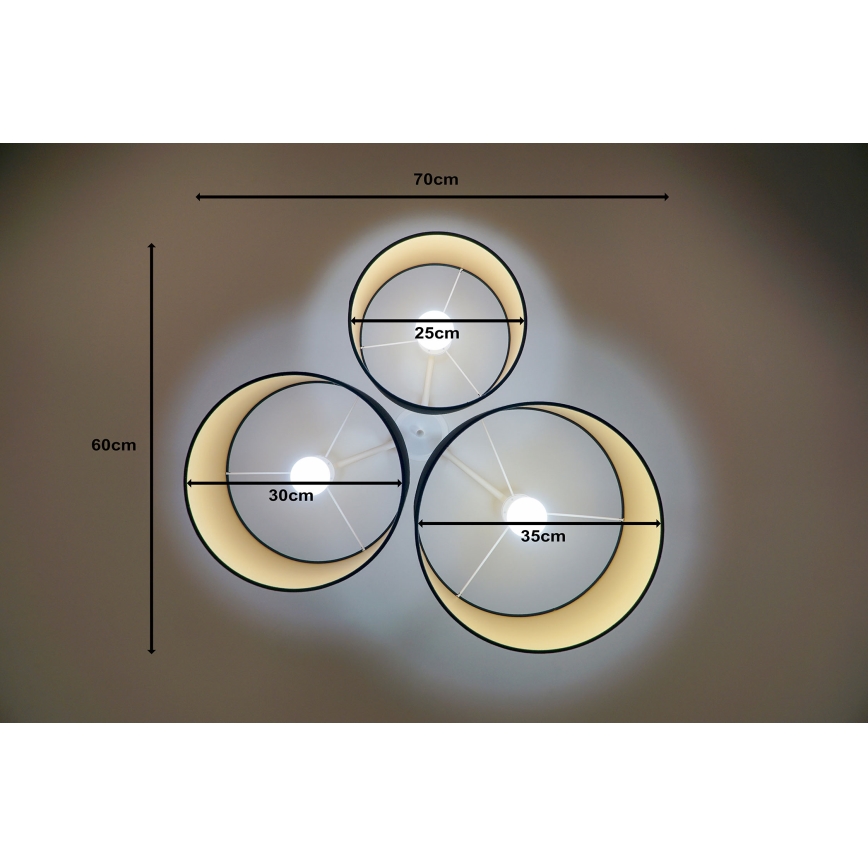 Duolla - Плафон ROLLER TRIO 3xE27/60W/230V черен/златист