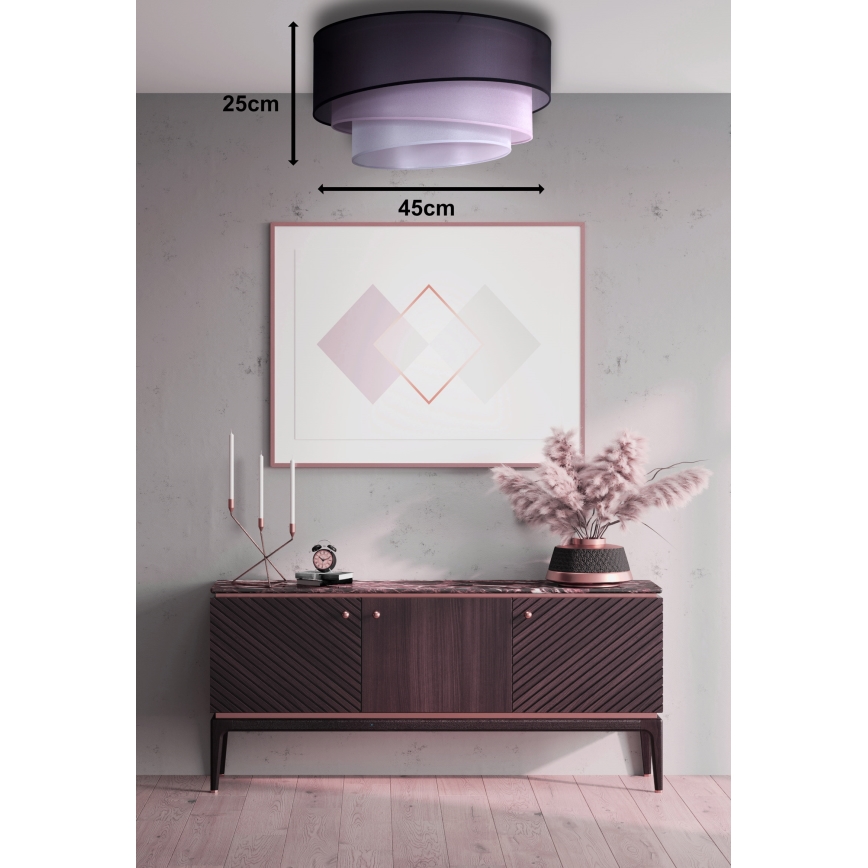 Duolla - Плафон TRIO 1xE27/15W/230V Ø 45 см черен/розов/сребрист