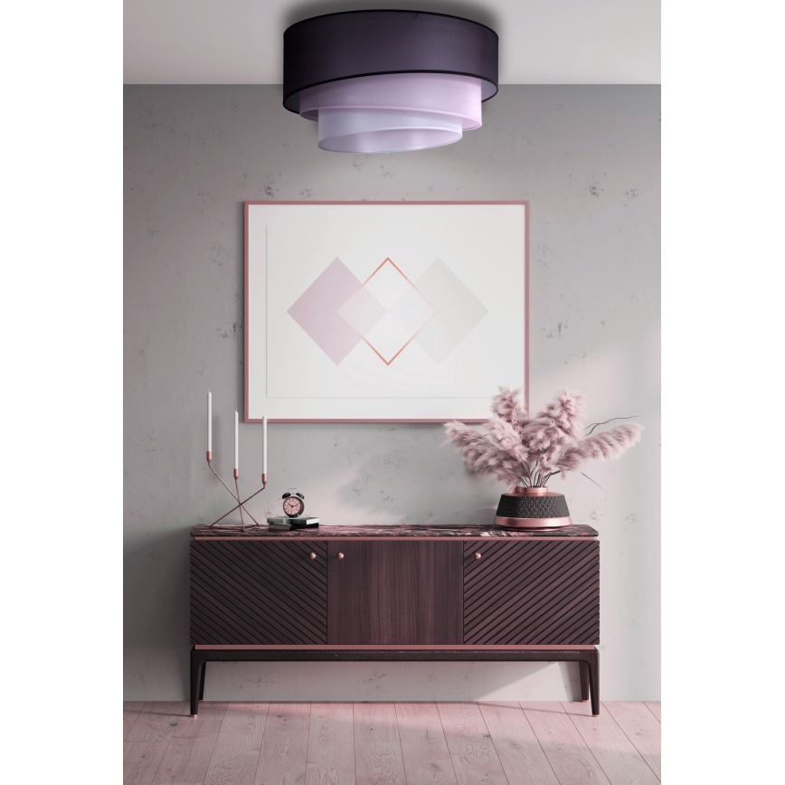 Duolla - Плафон TRIO 1xE27/15W/230V Ø 45 см черен/розов/сребрист