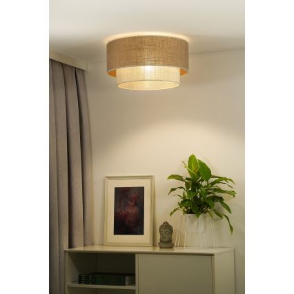 Duolla - Плафон YUTE BOHO 1xE27/15W/230V Ø 45 см кафяв/кремав